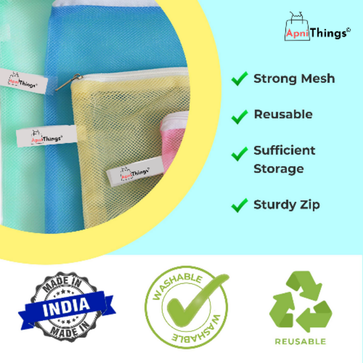 Multicolour Double Layer Mesh Net Bag