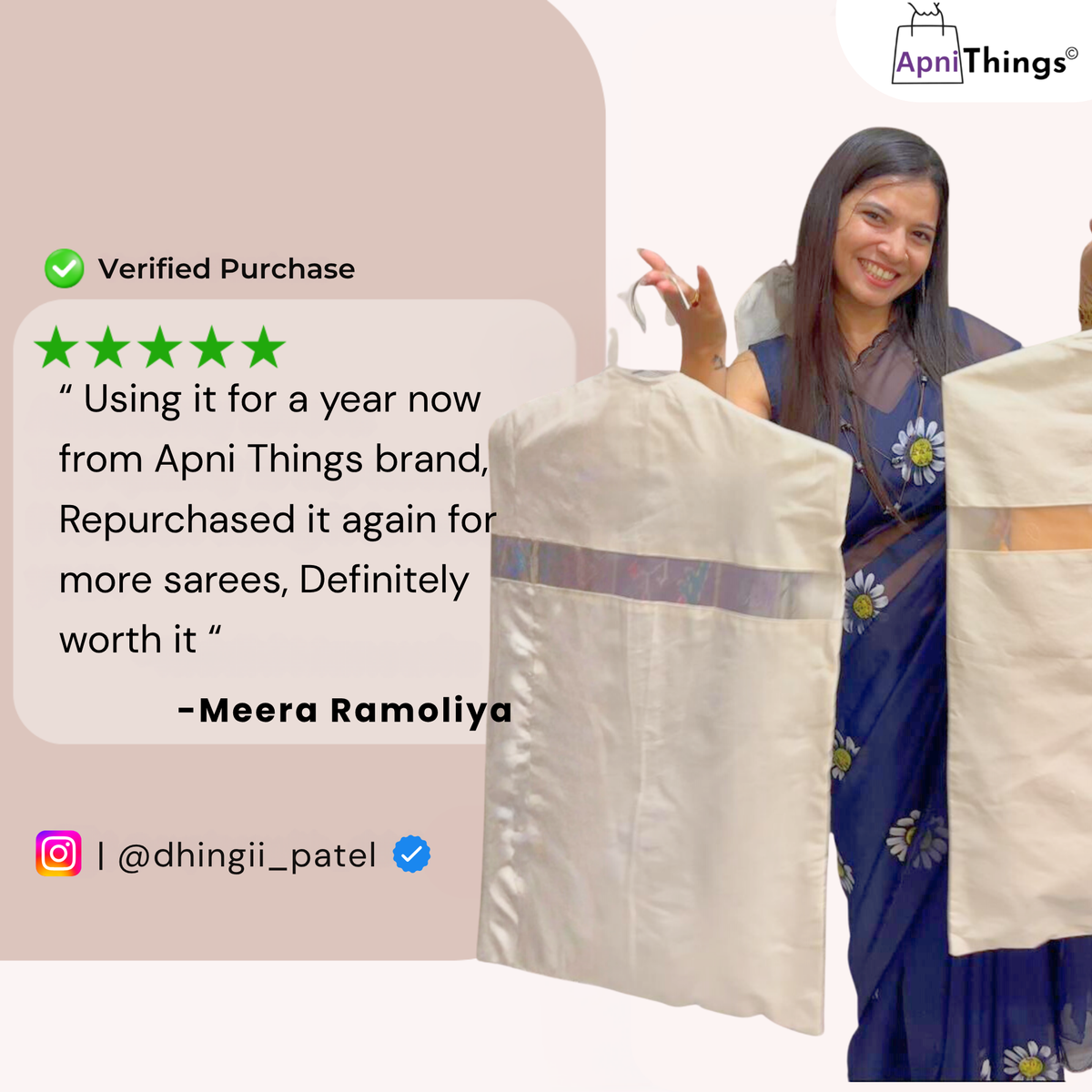 Premium Cotton Hanging Saree Covers with Zip- Large Size