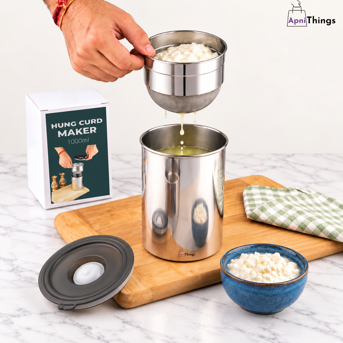 Stainless Steel Hung Curd & Greek Yogurt Maker -1000ML