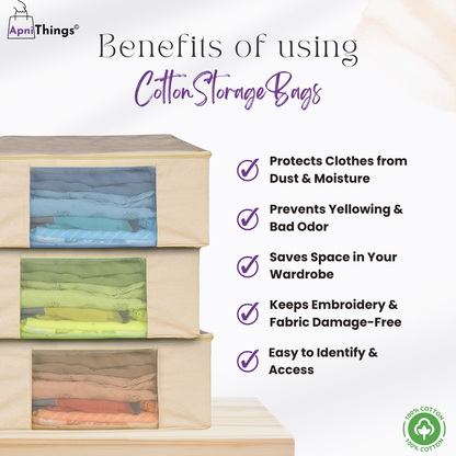 Premium canvas cotton clothes storage bags